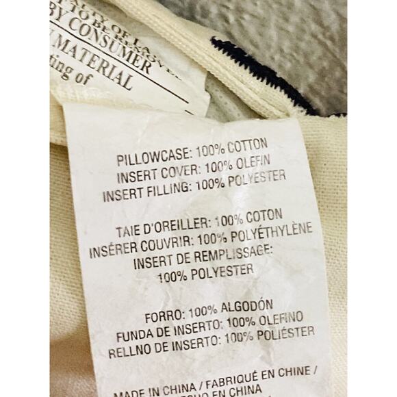 ECHO Designs Blue White Red Pillow w/ Insert 15" Square RARE Zip closure Abstrac - Picture 11 of 12